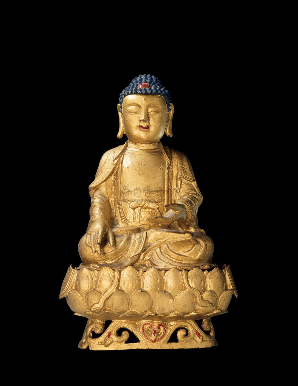 1063 明 铜泥金释迦牟尼佛像