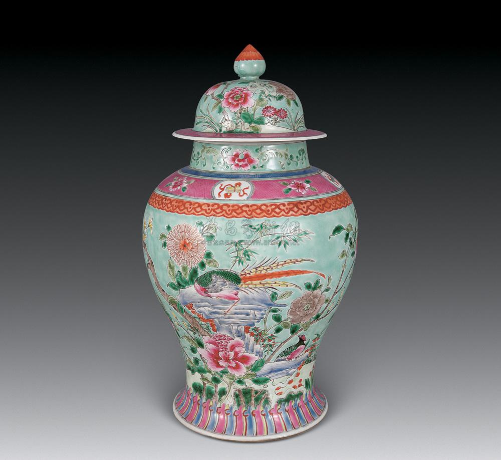 【清 粉彩锦鸡牡丹纹将军罐】拍卖品_图片_价格_鉴赏_清代粉彩瓷器