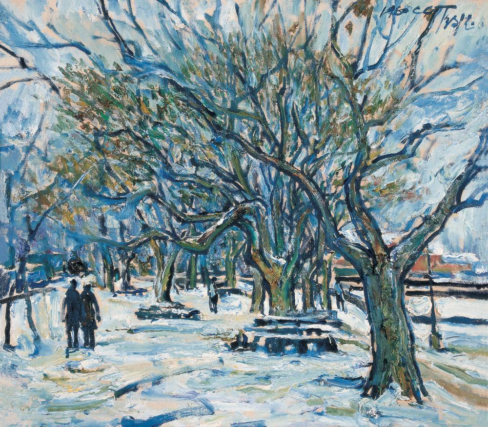 0453雪景布面油画
