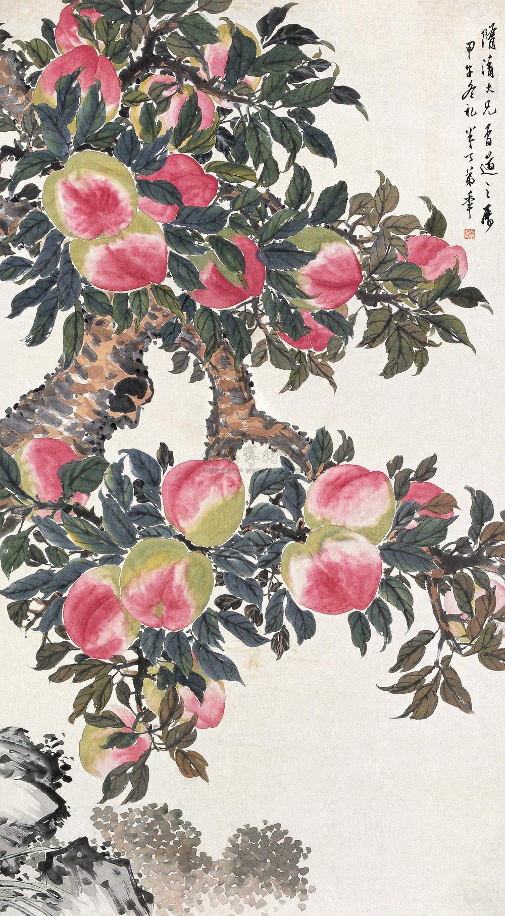 04801924年作万寿图立轴设色纸本