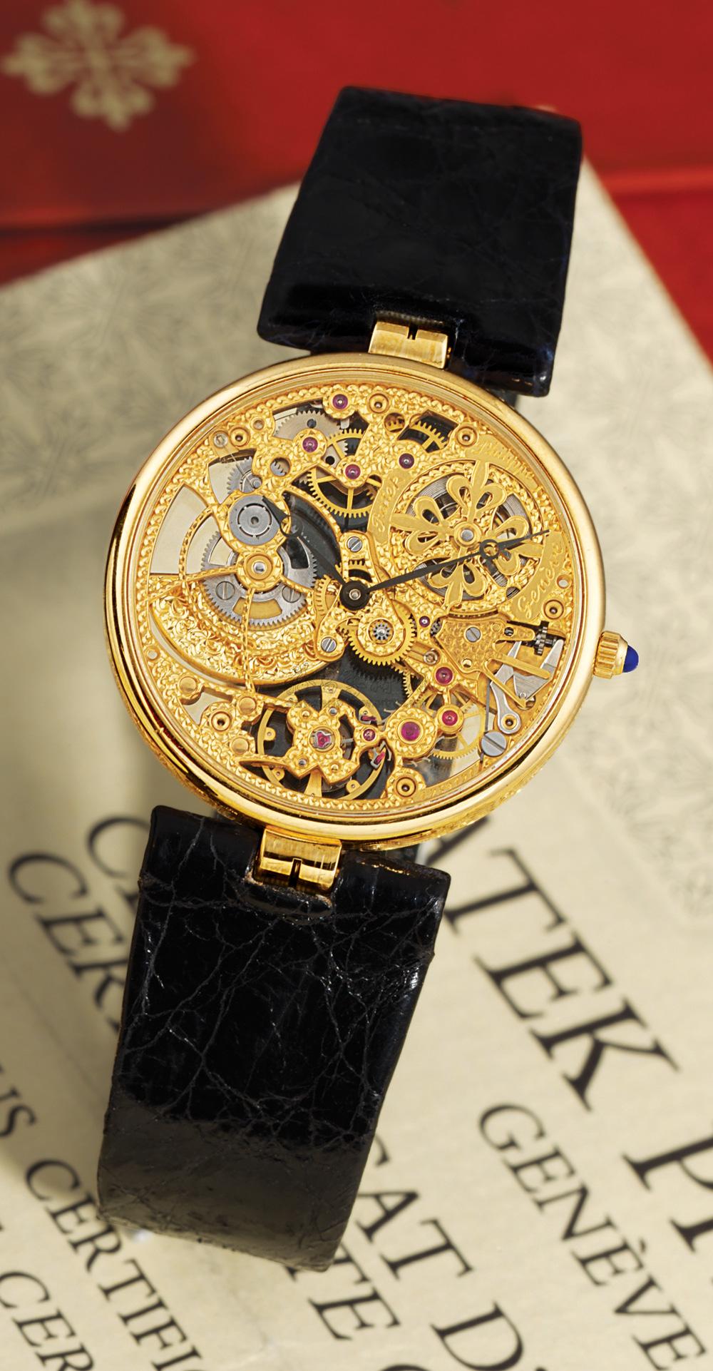 3057百达翡丽非常罕有18k黄金自动镂空腕表