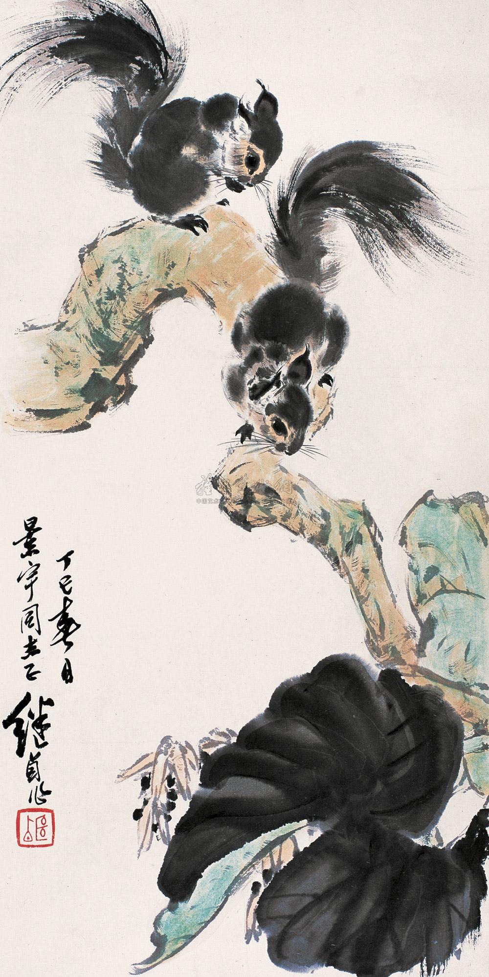 0225 1977年作 松鼠 镜心 设色纸本