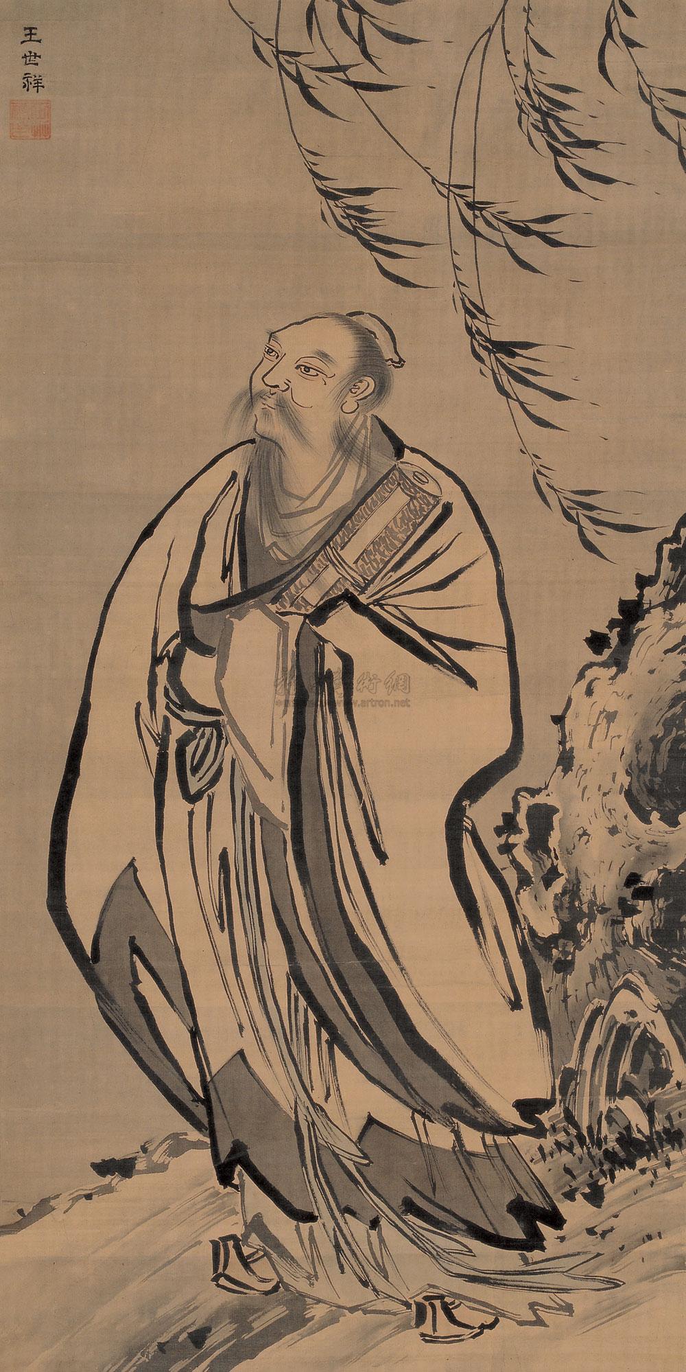 1893柳下仙人立轴绢本