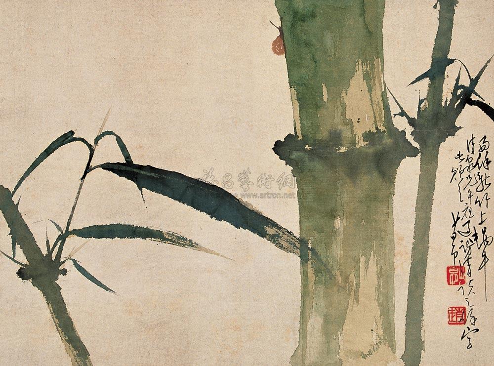 0404新竹蜗牛立轴设色纸本