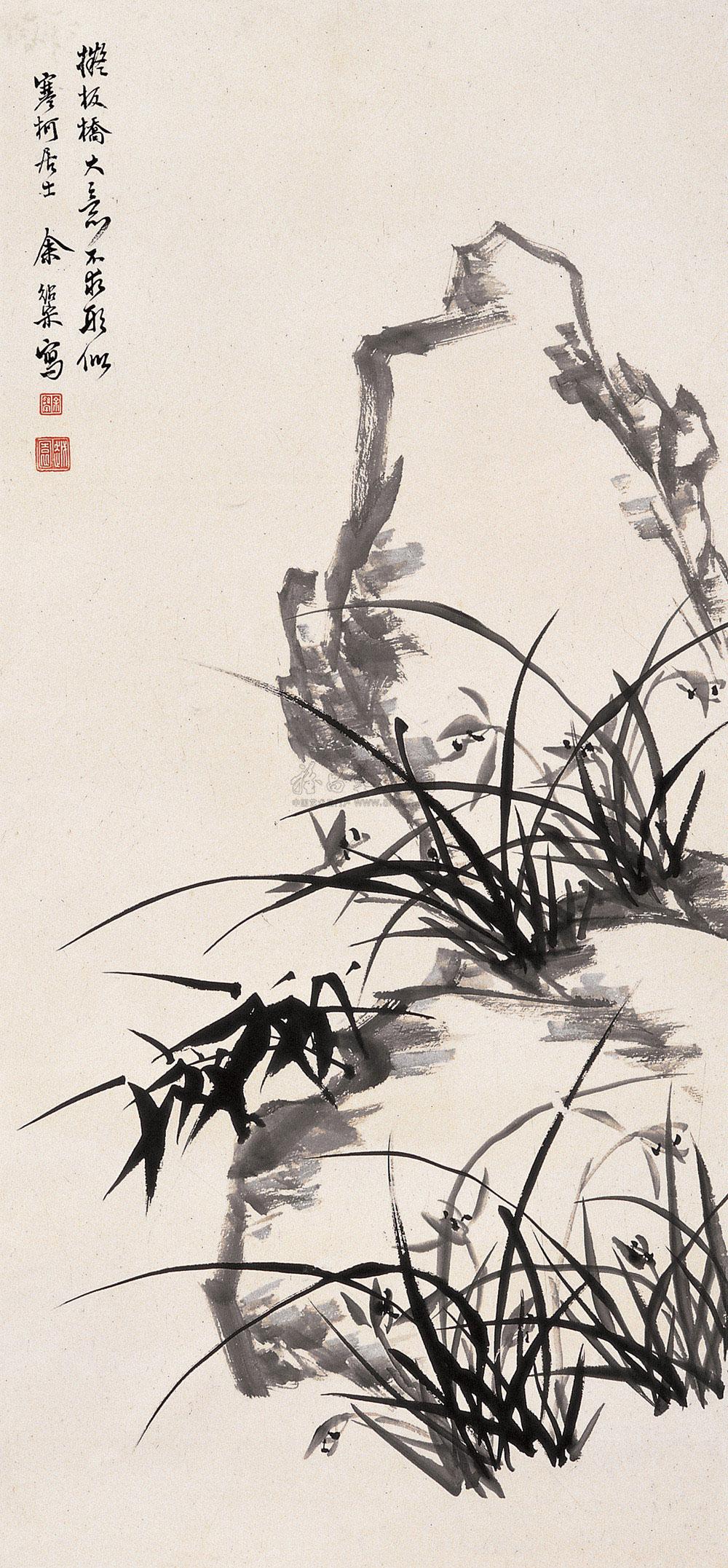 0746兰石立轴水墨纸本