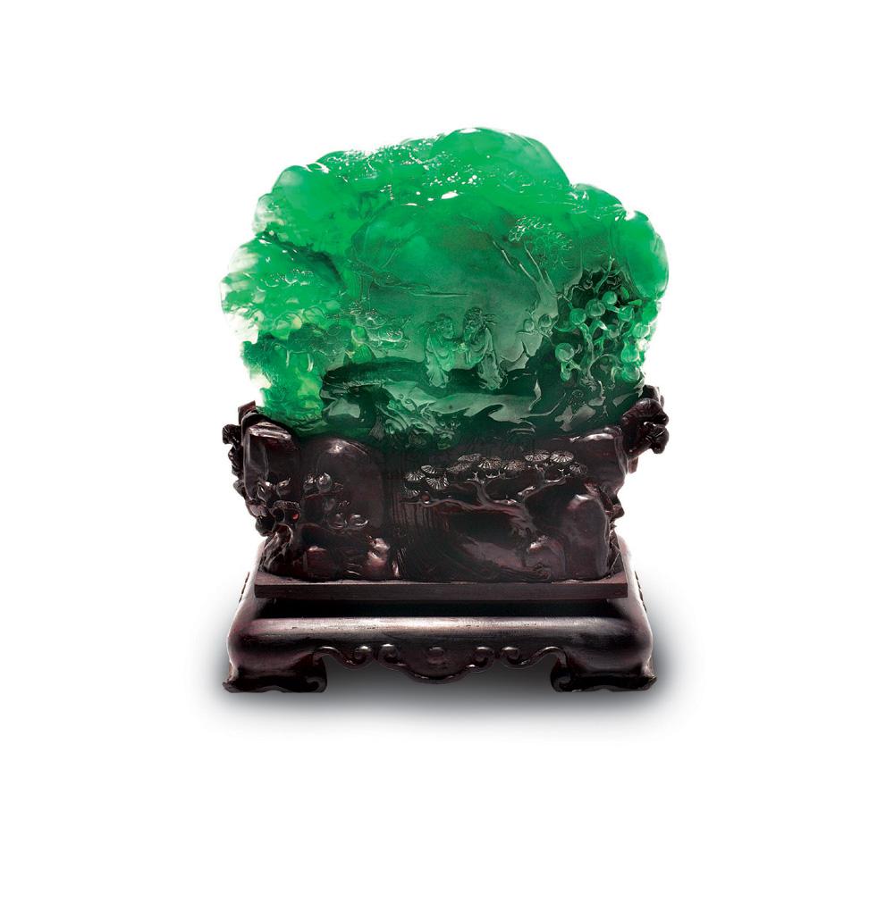 0443高色翡翠桃花源记摆件