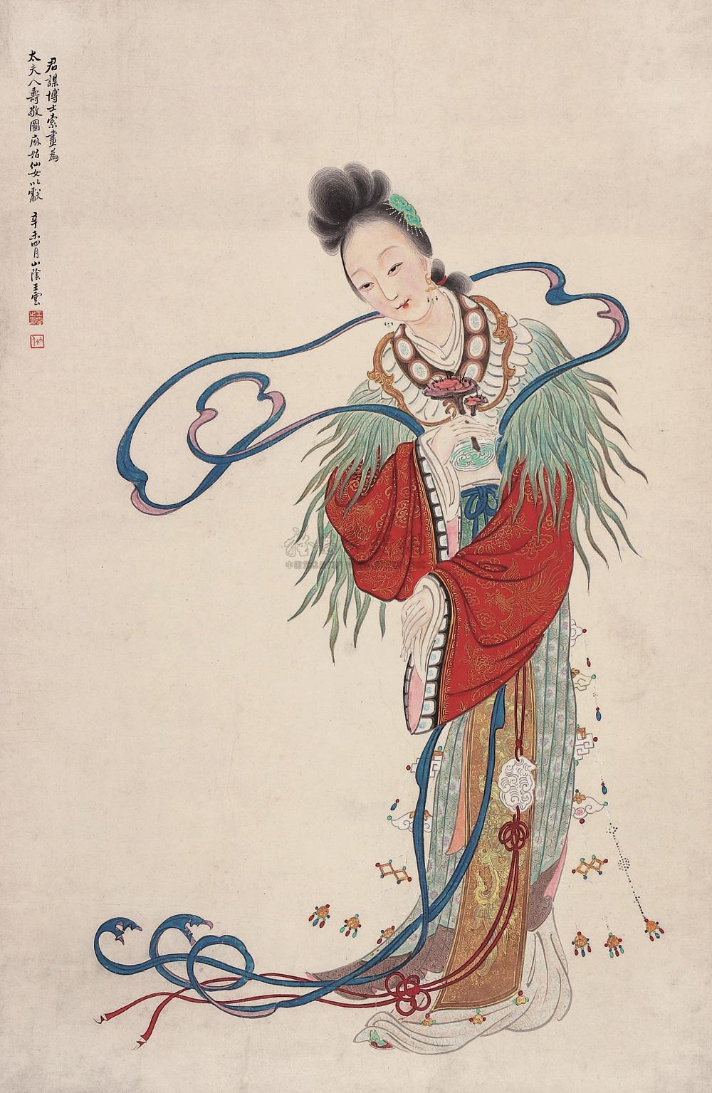 0307 麻姑献寿图 镜心 设色纸本