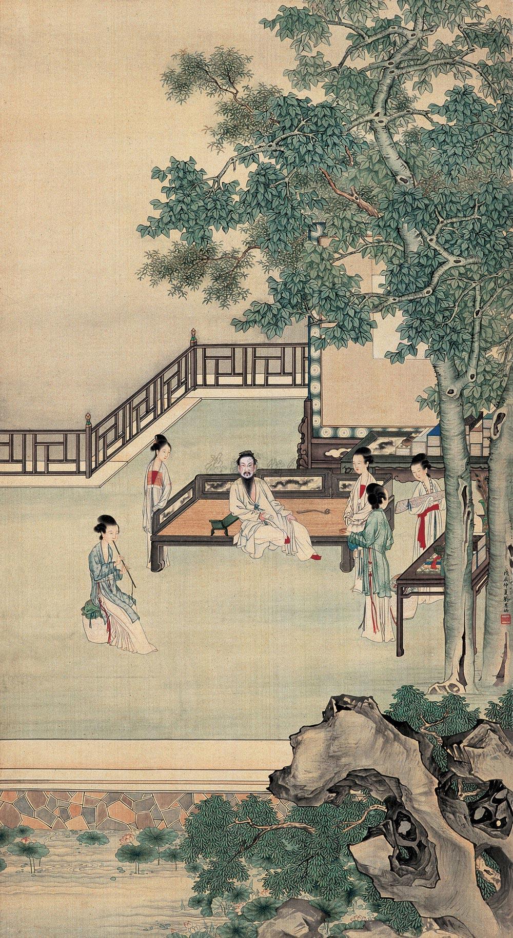 【戊辰(1928年)作 消夏图 立轴 设色绢本】拍卖品_图片_价格_鉴赏_绘画_雅昌艺术品拍卖网