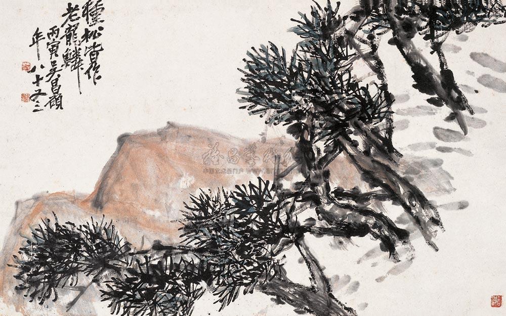 【丙寅(1926年)作 松林图 立轴 设色纸本】拍卖品_图片_价格_鉴赏_绘画_雅昌艺术品拍卖网