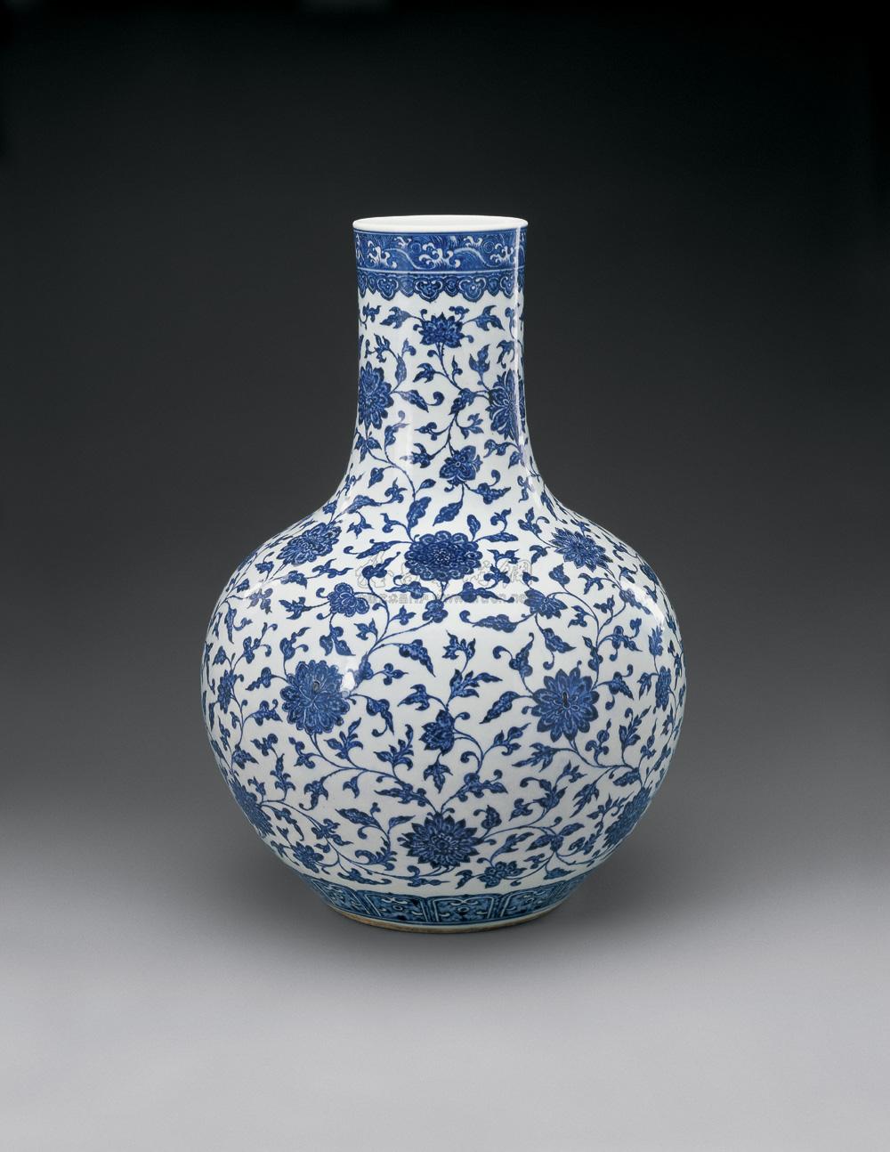 【清雍正 青花缠枝花卉天球瓶】拍卖品_图片_价格_鉴赏_清代青花瓷器