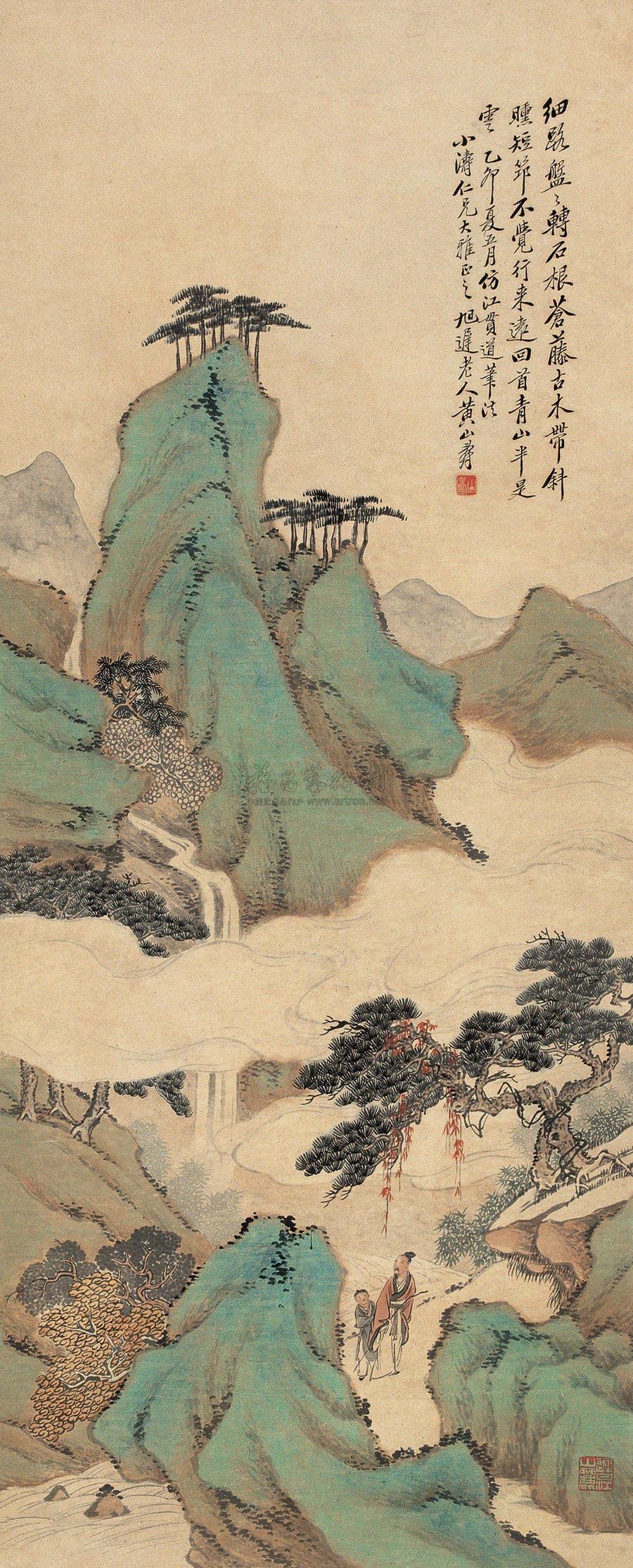 03211915年作秋山问道立轴设色纸本