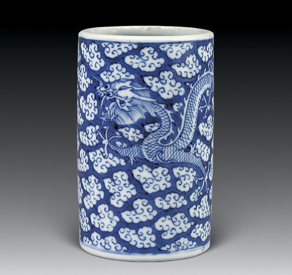 【清 青花龙纹笔筒】拍卖品_图片_价格_鉴赏_清代青花瓷器_雅昌艺术品