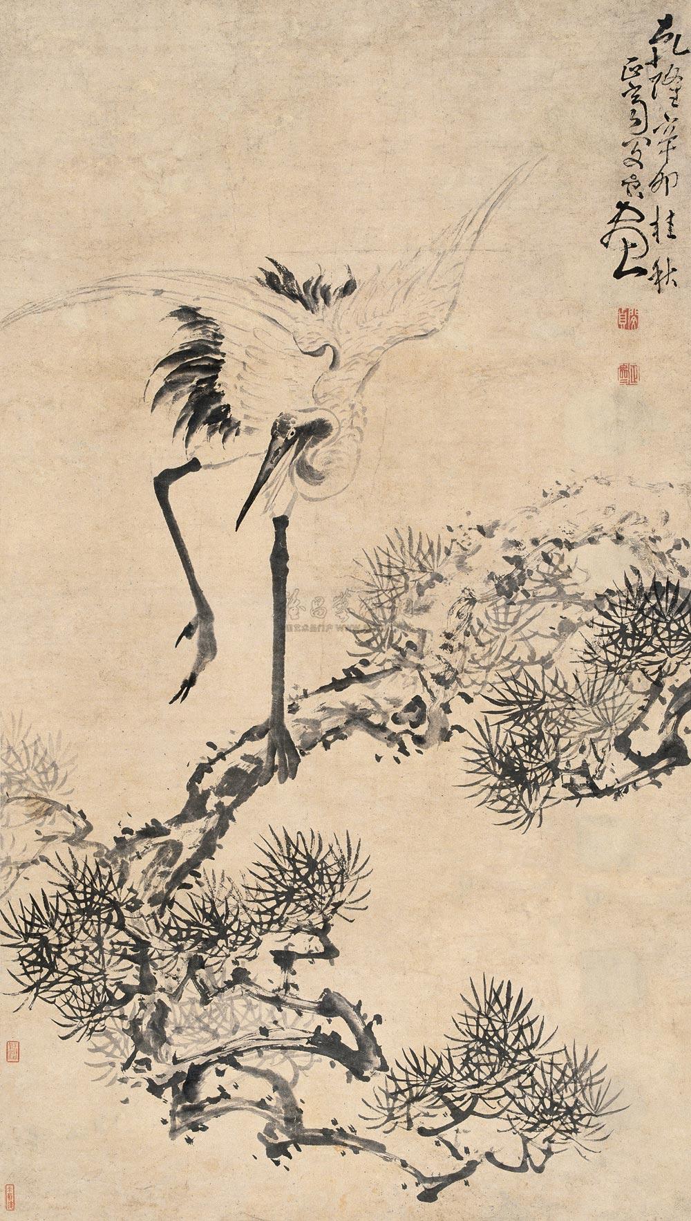 【1771年作 松鹤图 立轴 水墨纸本】拍卖品_图片_价格_鉴赏_绘画_雅昌艺术品拍卖网