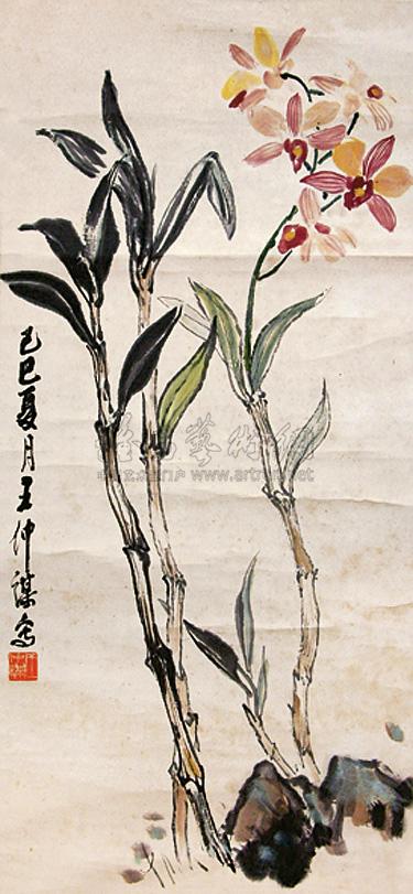 0082 石斛兰 立轴 纸本