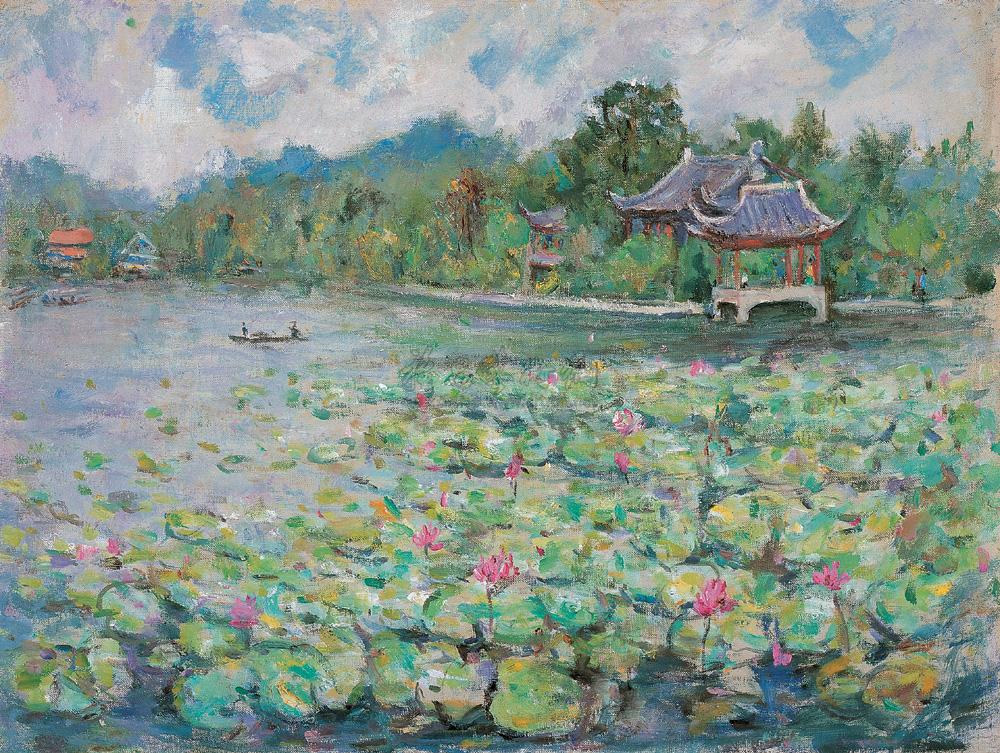 【西湖荷花 布面油彩】拍卖品_图片_价格_鉴赏_油画_雅昌艺术品拍卖网