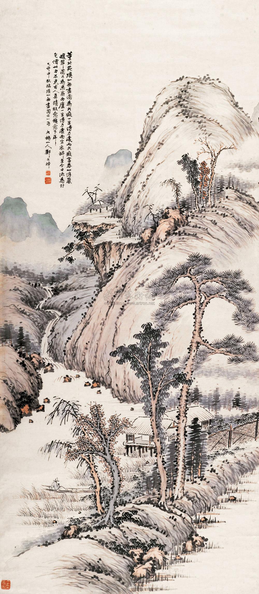 01371915年作溪山无尽图立轴设色纸本