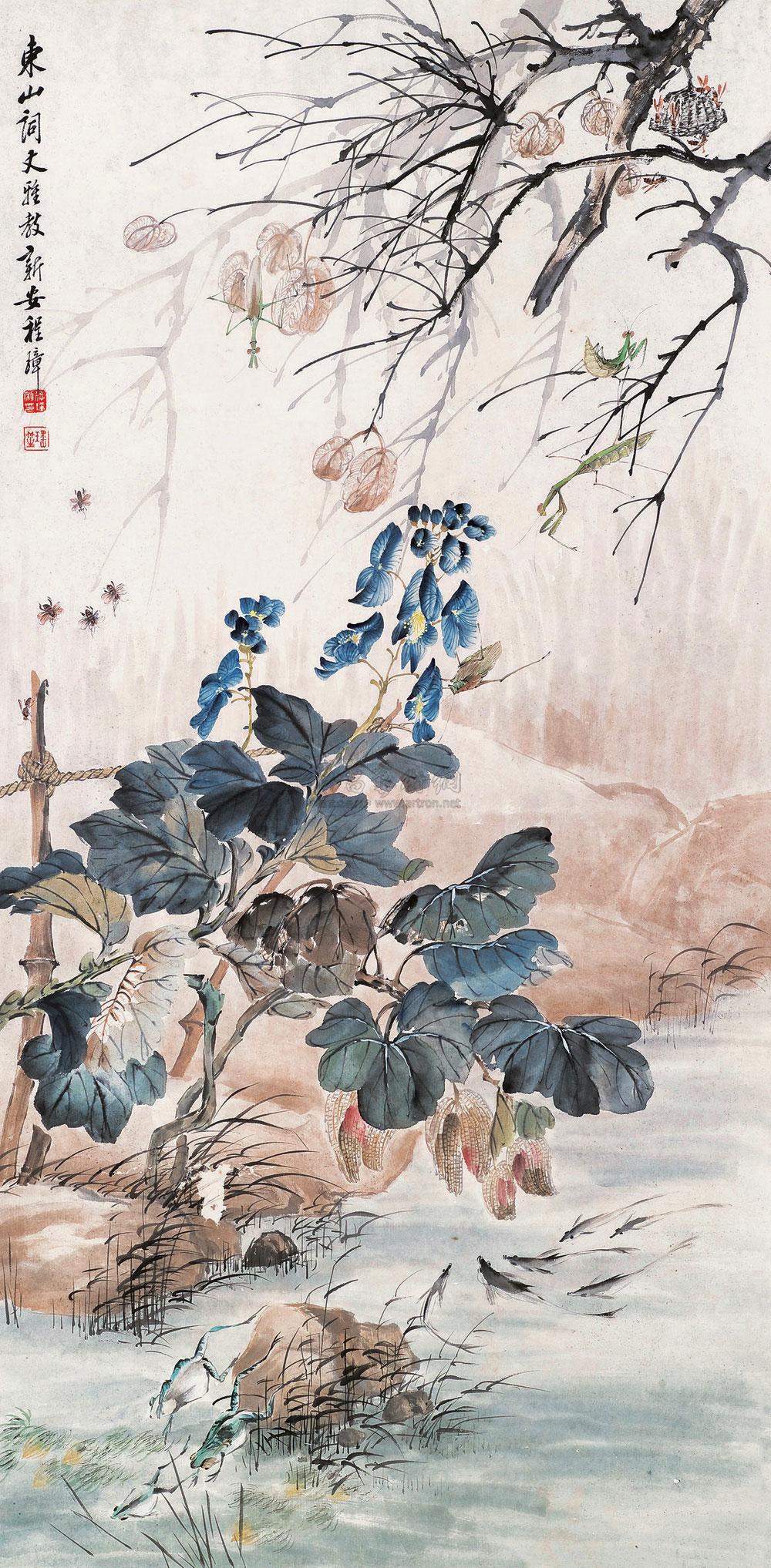 【秋兴图 立轴 设色纸本】拍卖品_图片_价格_鉴赏_绘画_雅昌艺术品
