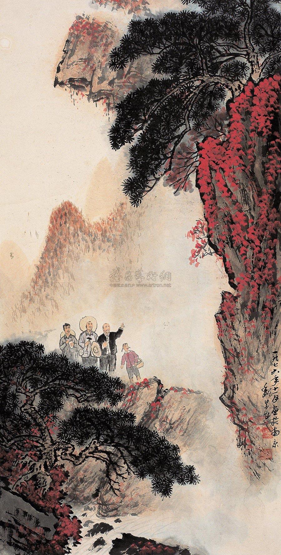 05211976年作指点江山立轴设色纸本
