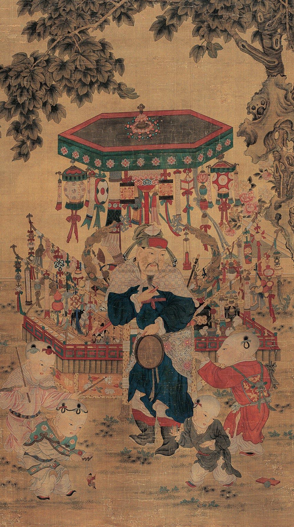0666 货郎图 立轴 设色绢本