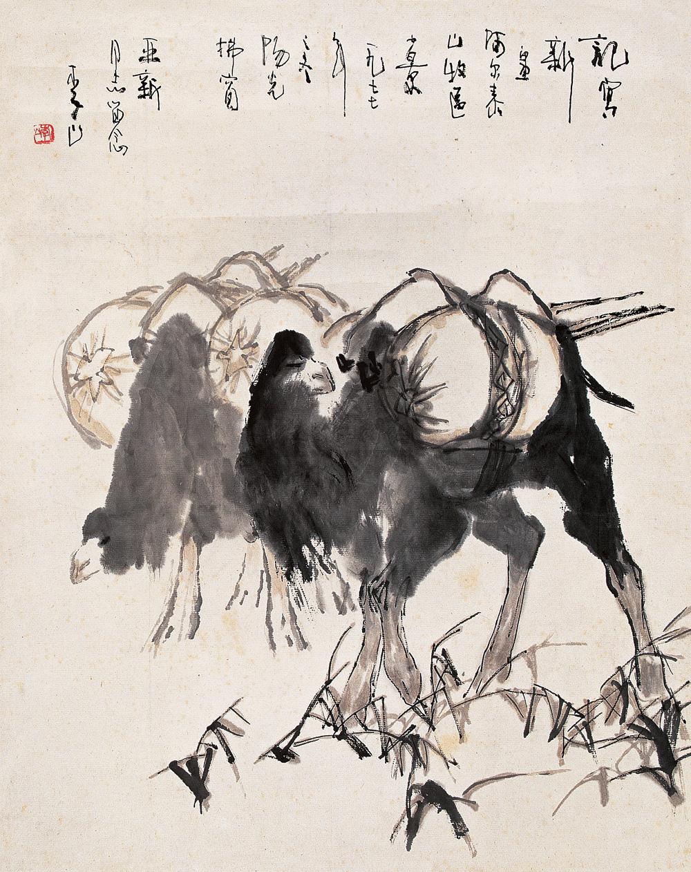 0277骆驼立轴设色纸本