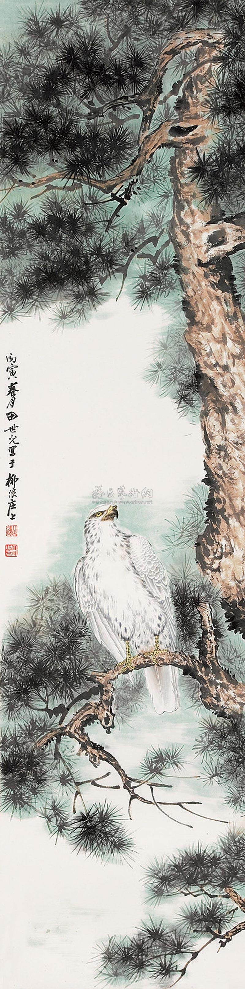 【松鹰图 立轴 设色纸本】拍卖品_图片_价格_鉴赏_绘画_雅昌艺术品