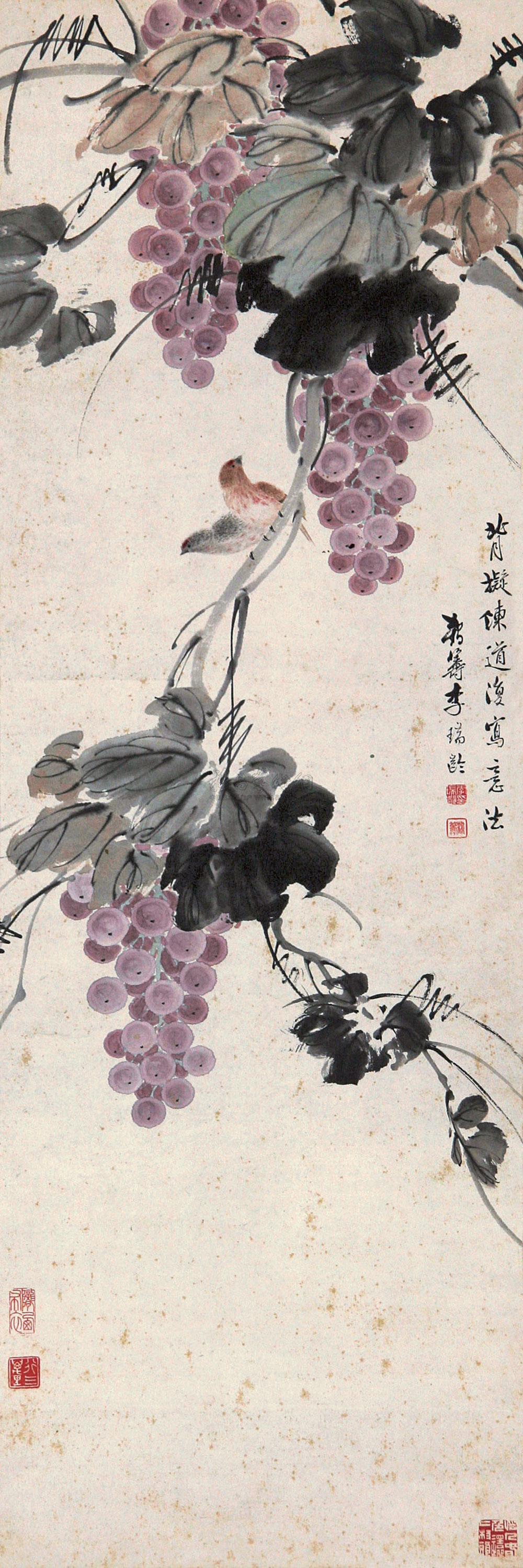 0004葡萄立轴设色纸本