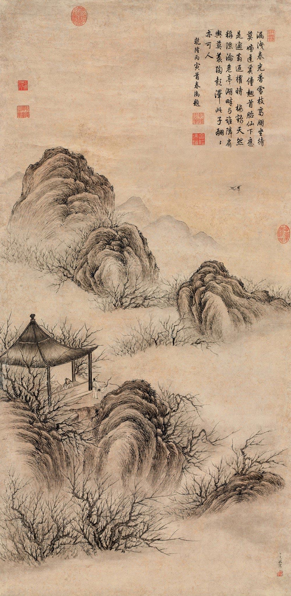 0469孤山纵鹤图立轴设色纸本