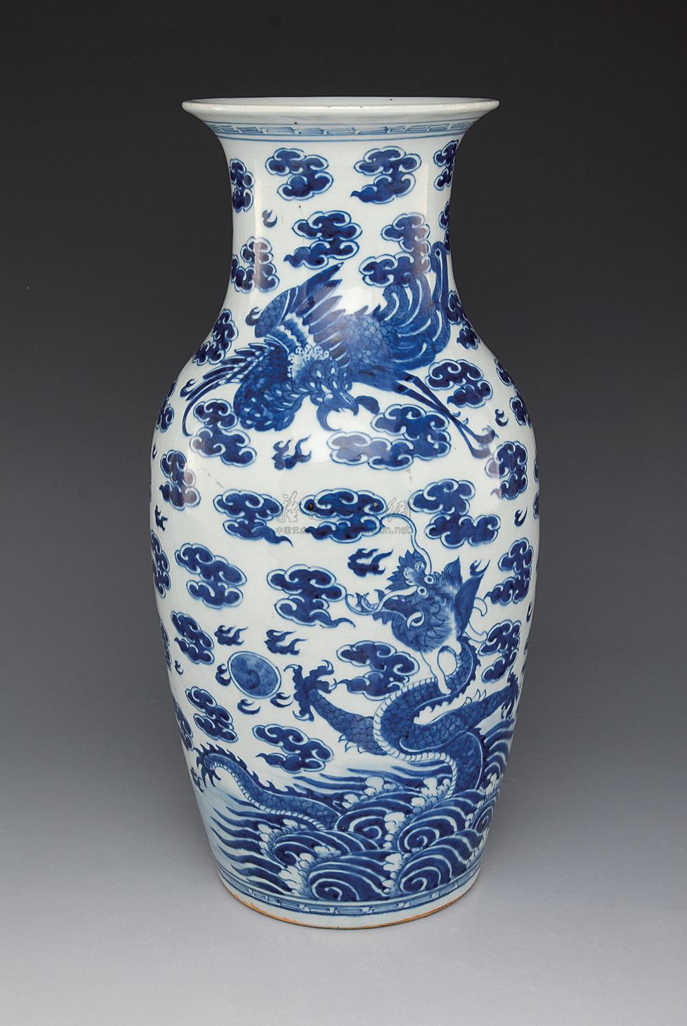 【清 青花龙凤纹瓶】拍卖品_图片_价格_鉴赏_清代青花瓷器_雅昌艺术品
