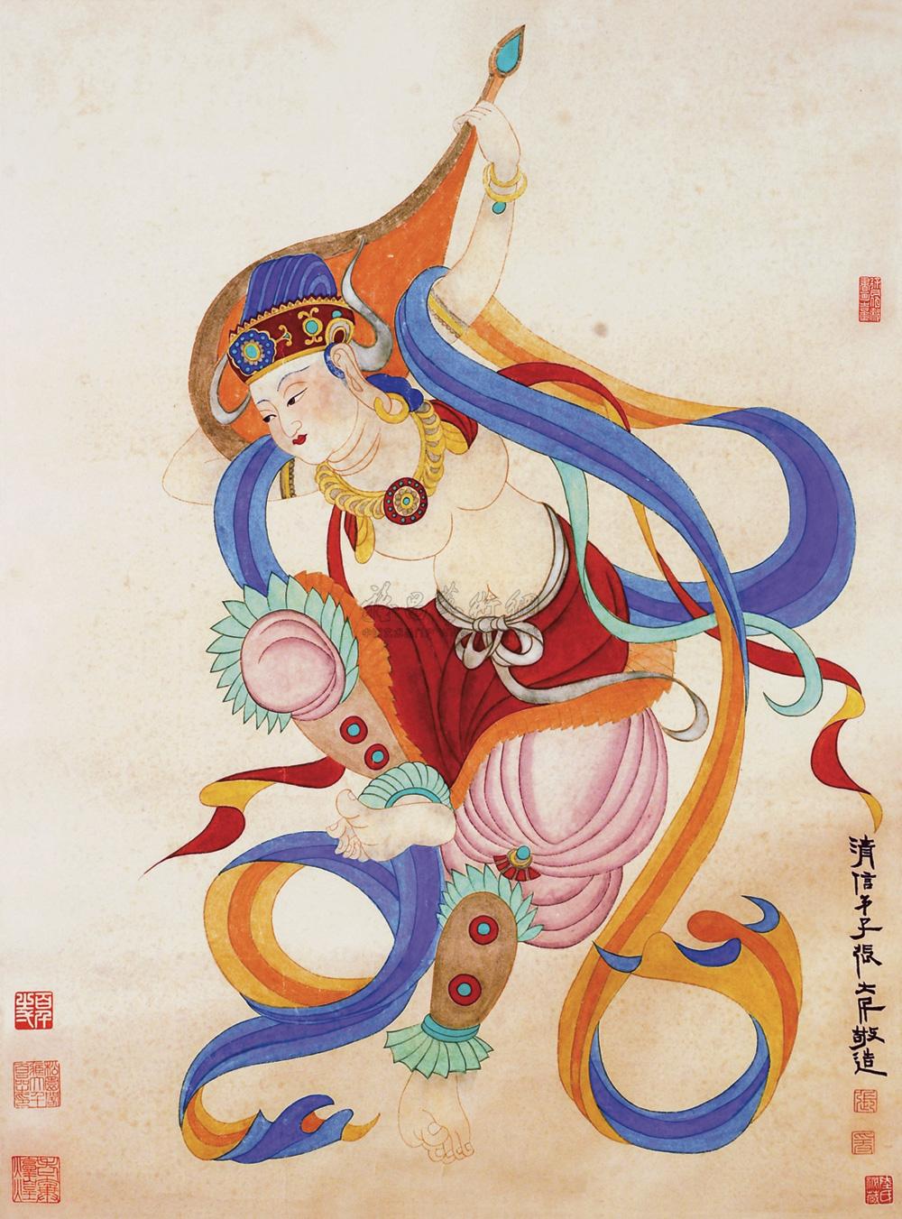【敦煌反弹琵琶图 镜心 设色纸本】拍卖品_图片_价格_鉴赏_绘画_雅昌艺术品拍卖网