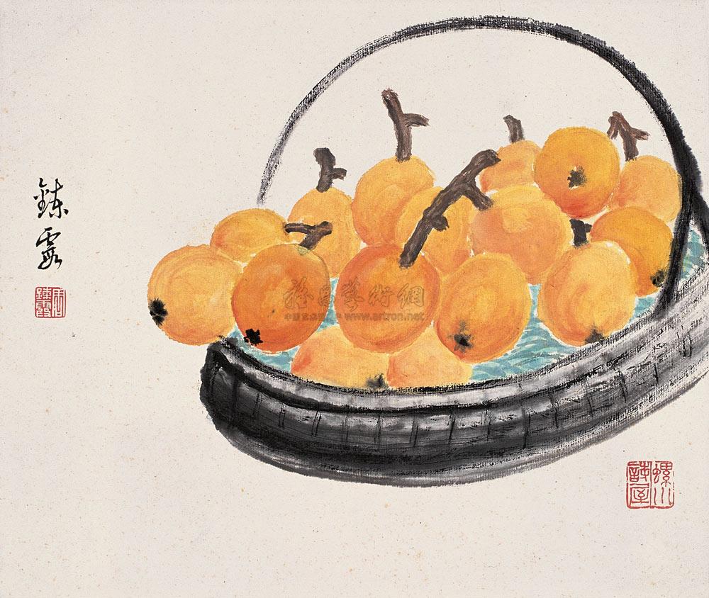 0656篮中枇杷镜心设色纸本
