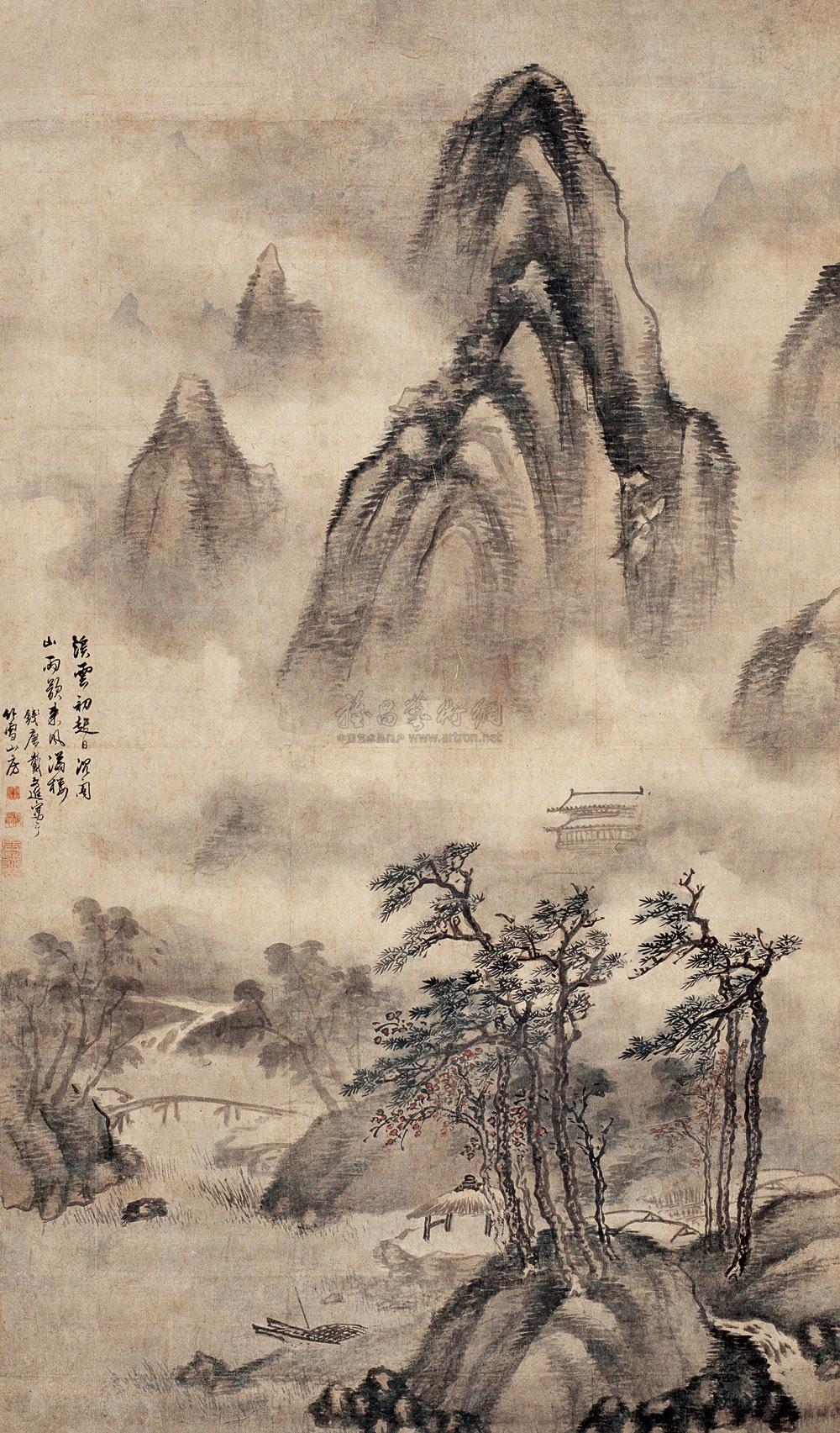*0202 山雨欲来风满楼 立轴 设色纸本