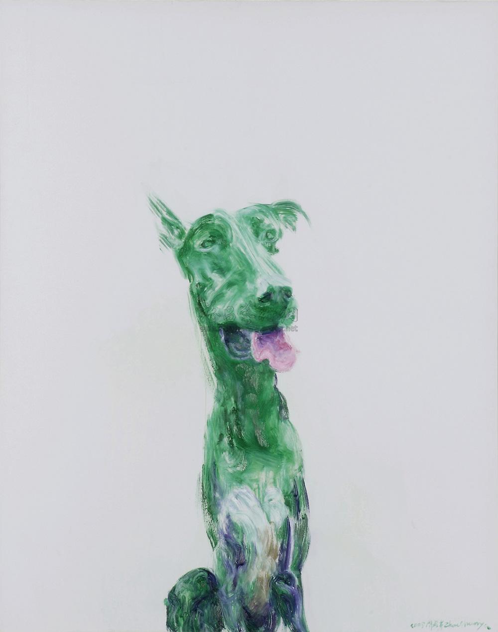 00462005年作绿狗油画画布