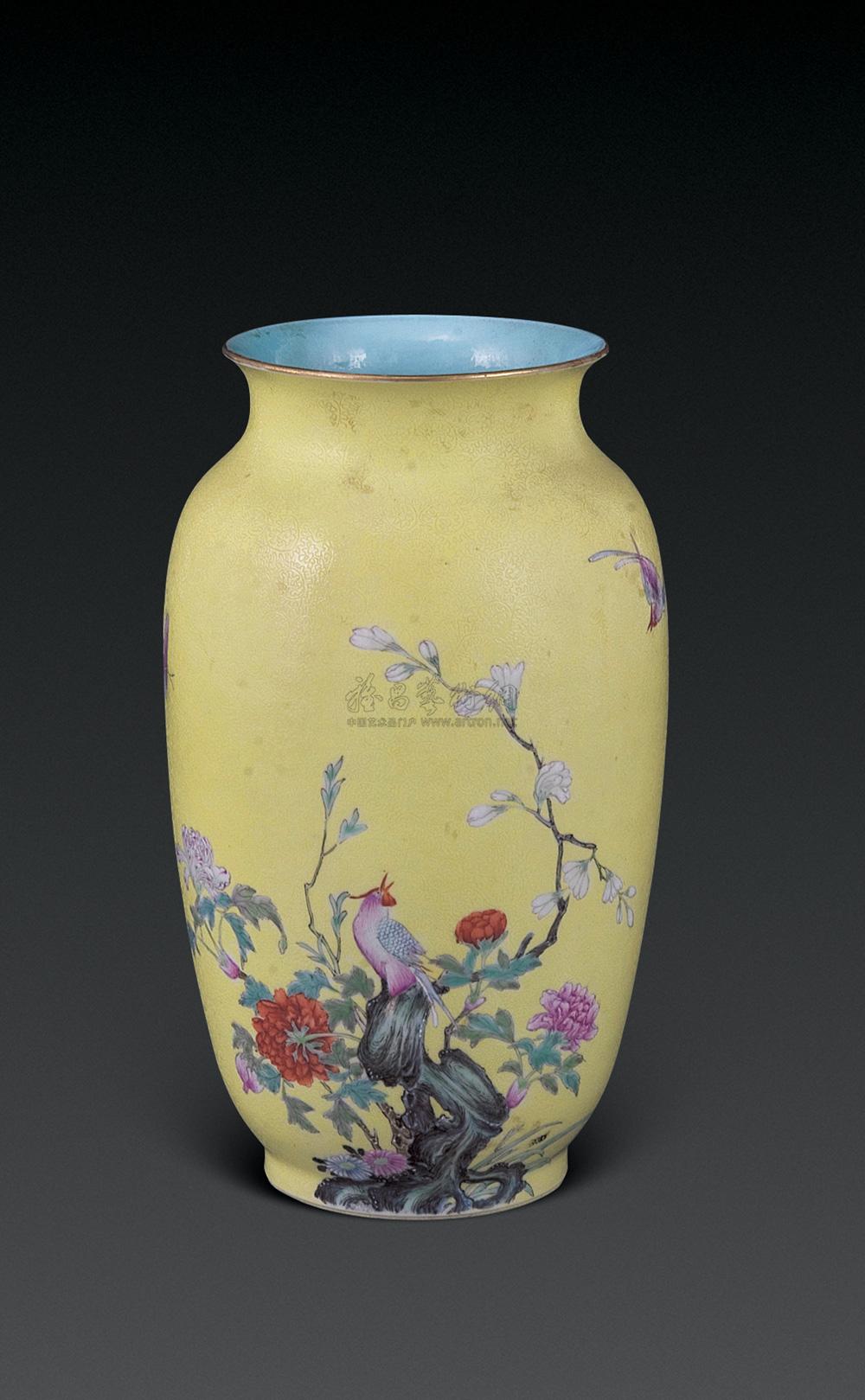黄地粉彩花鸟纹瓶】拍卖品_图片_价格_鉴赏_民国瓷器_雅昌艺术品拍卖