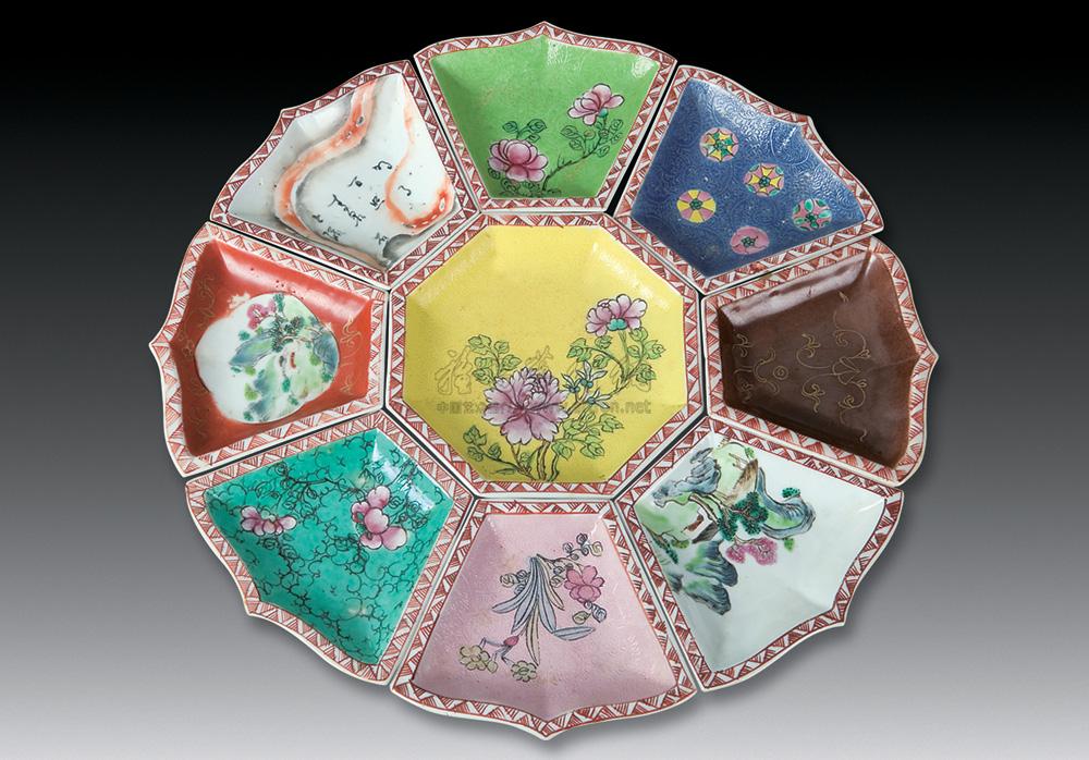 【清乾隆 粉彩九子盘 (一套)】拍卖品_图片_价格_鉴赏_清代粉彩瓷器