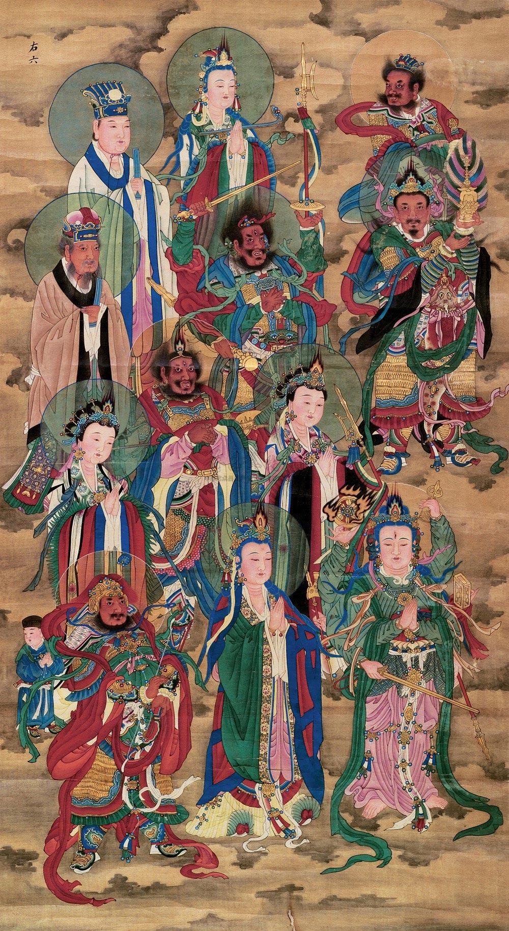 0453明末清初群仙图立轴设色绢本