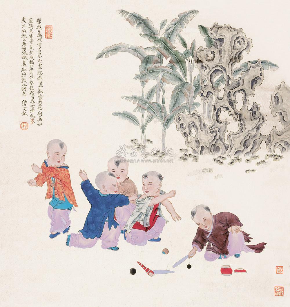 0151婴戏图镜心设色纸本