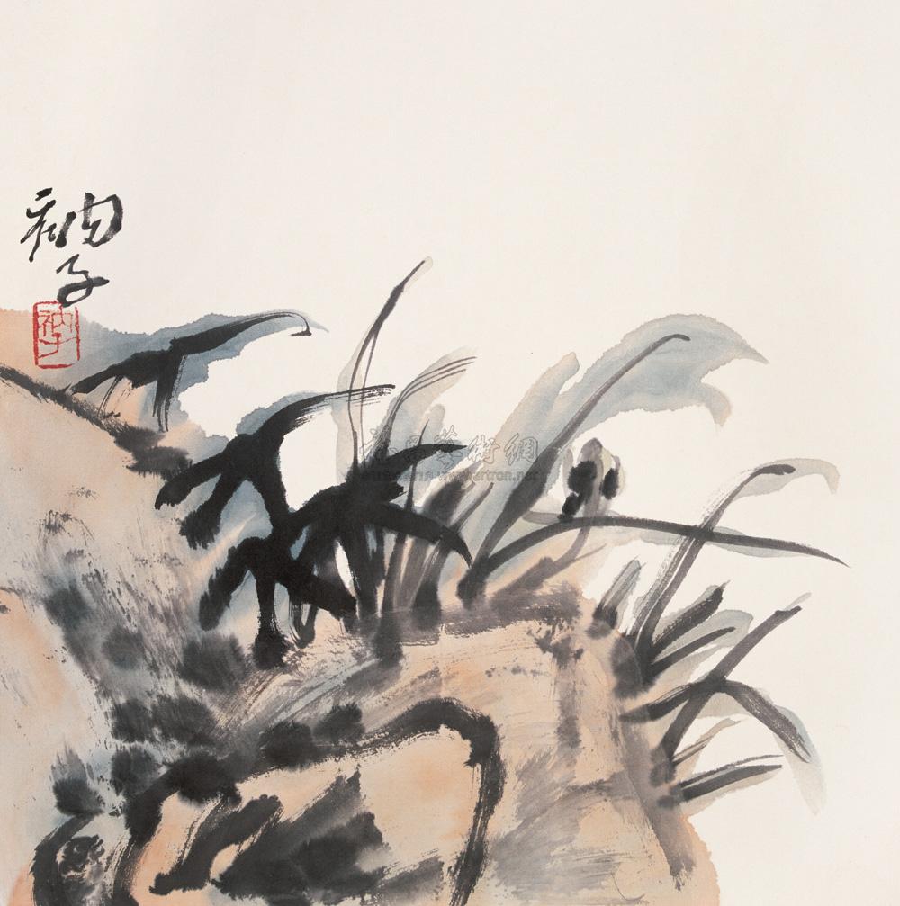 0302石竹镜心设色纸本