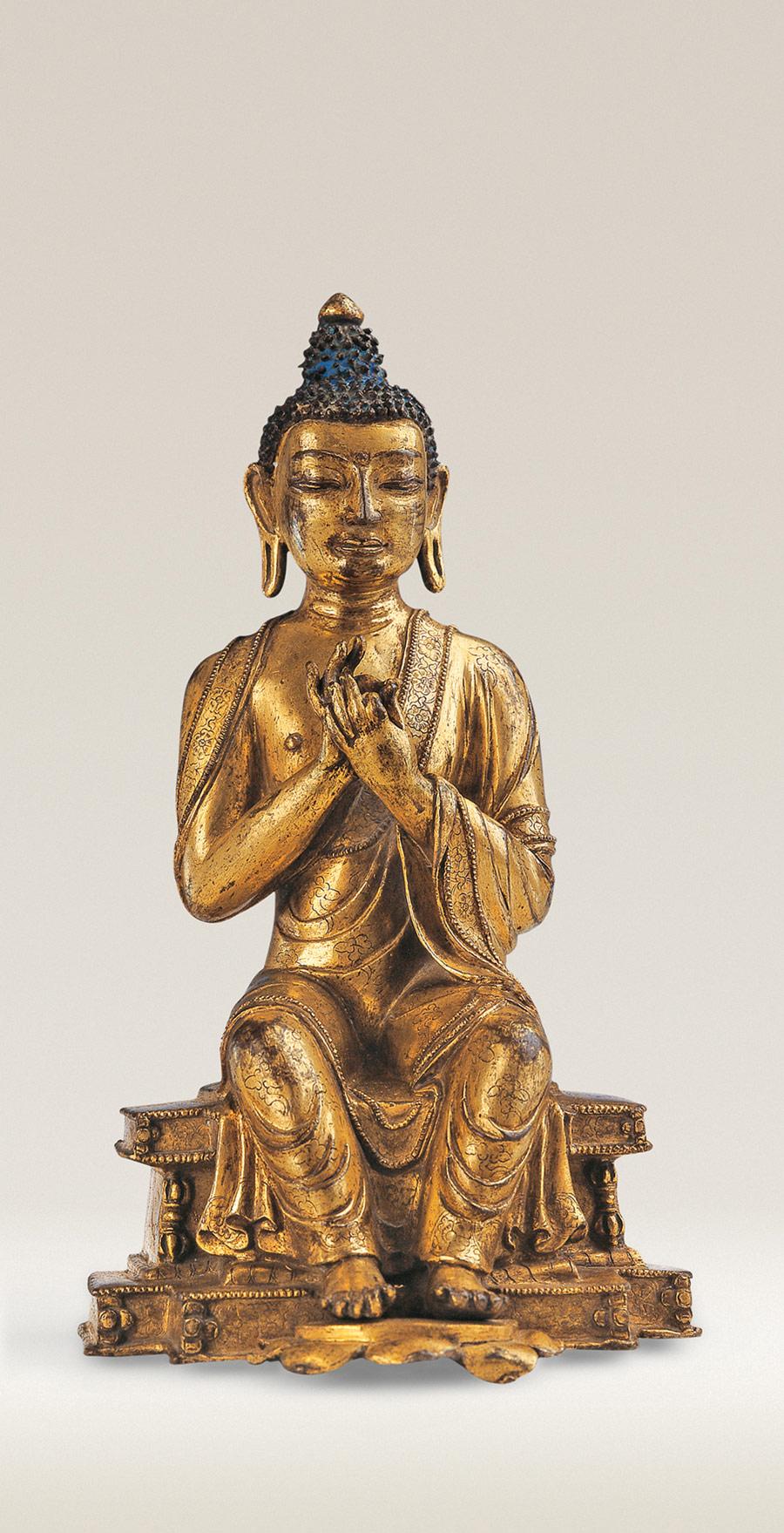 1145 明 铜鎏金弥勒佛像