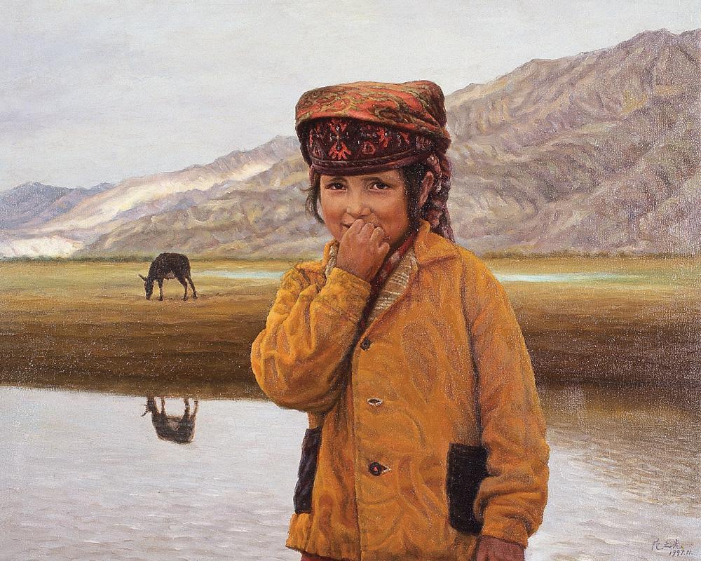 08791997年作新疆小女孩布面油画