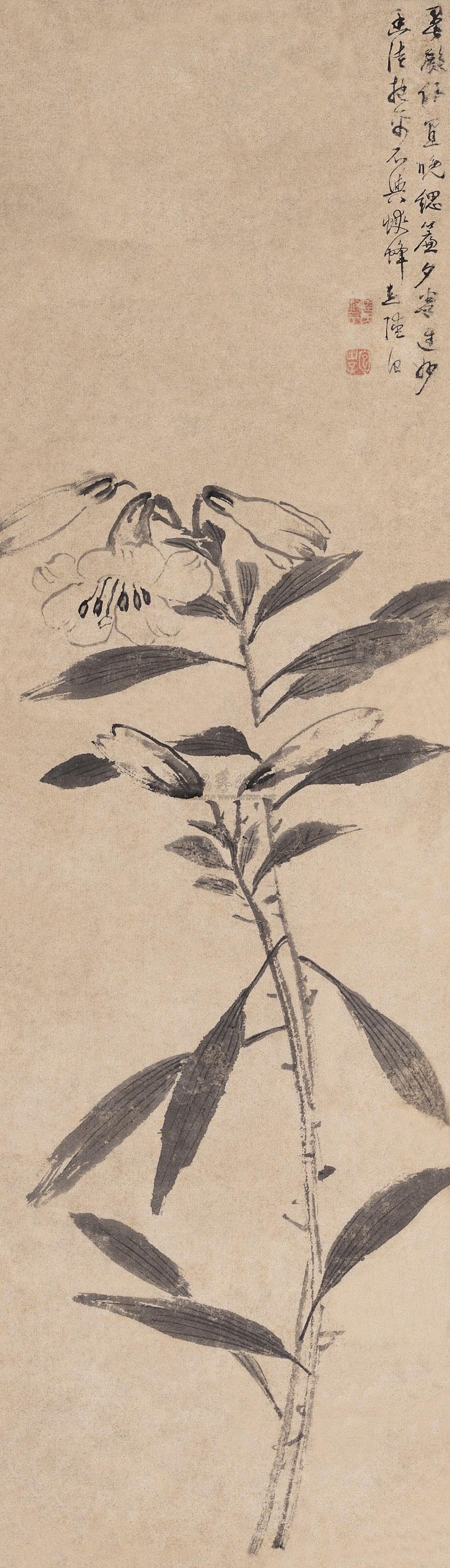 1146百合花立轴水墨纸本