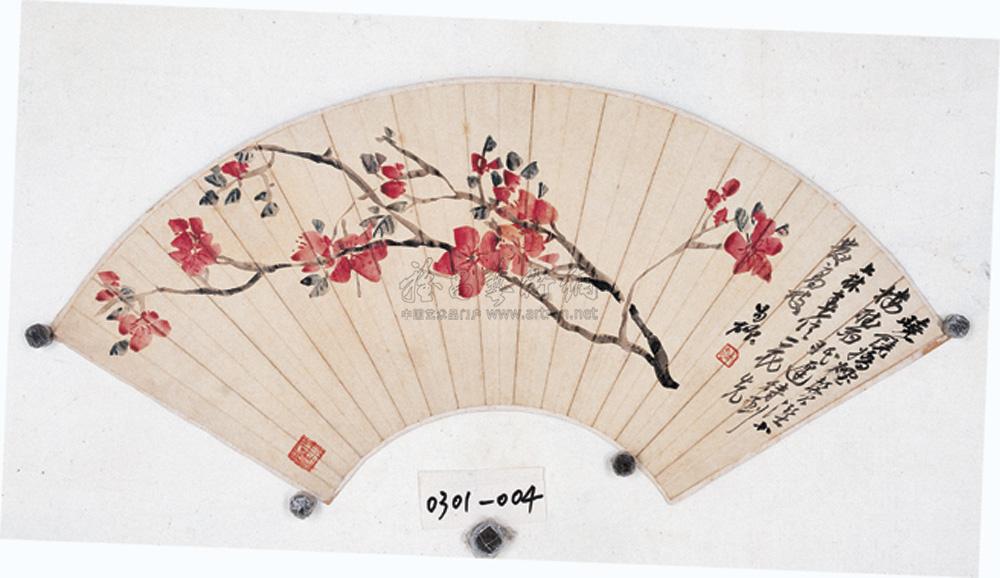 0121 梅花图 镜心 扇面设色