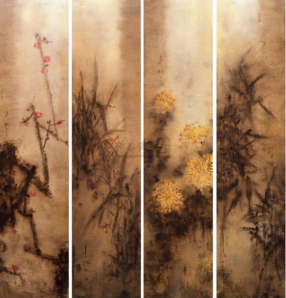 04742006年作梅兰菊竹四屏布面油画