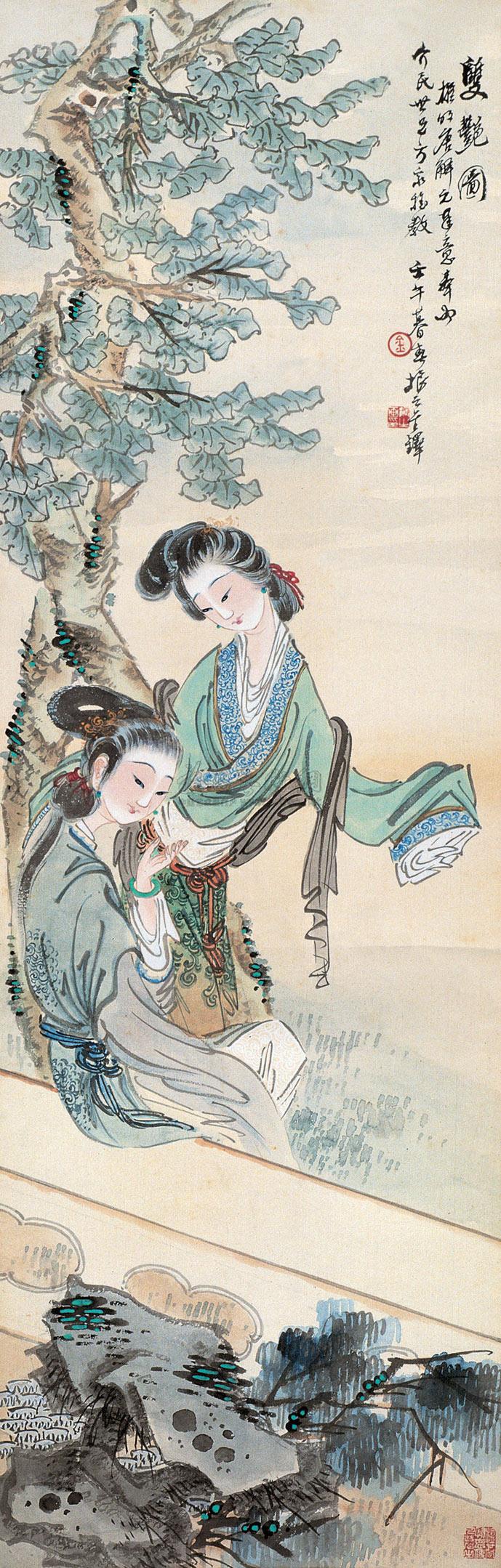 【双艳图 镜心 设色纸本】拍卖品_图片_价格_鉴赏_绘画_雅昌艺术品