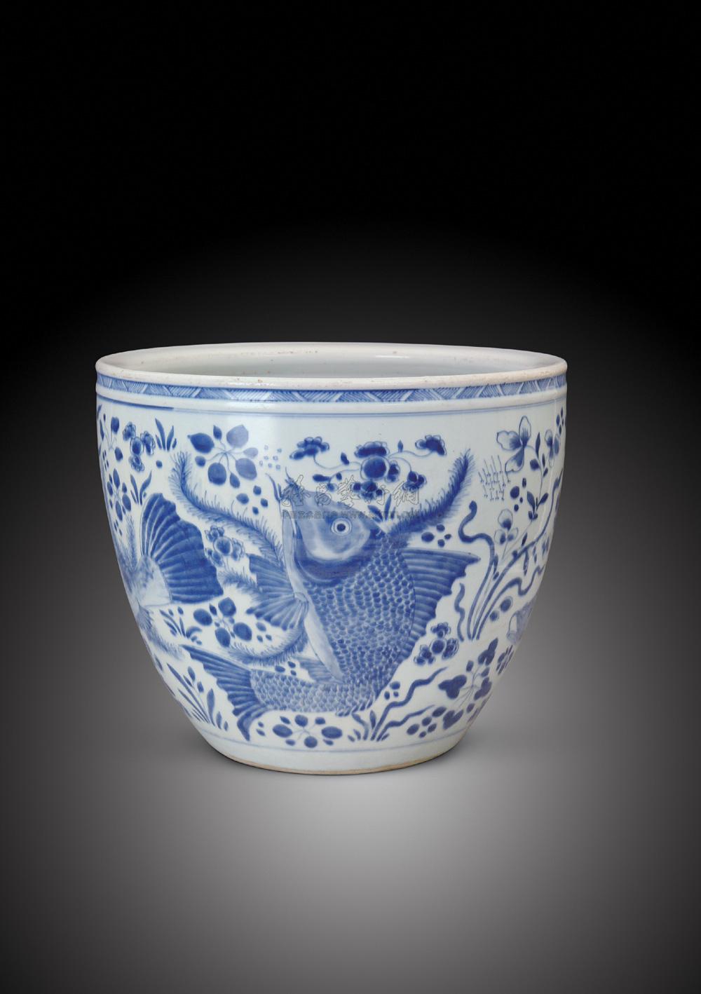 【清康熙 青花鱼藻纹大缸】拍卖品_图片_价格_鉴赏_清代青花瓷器_雅昌