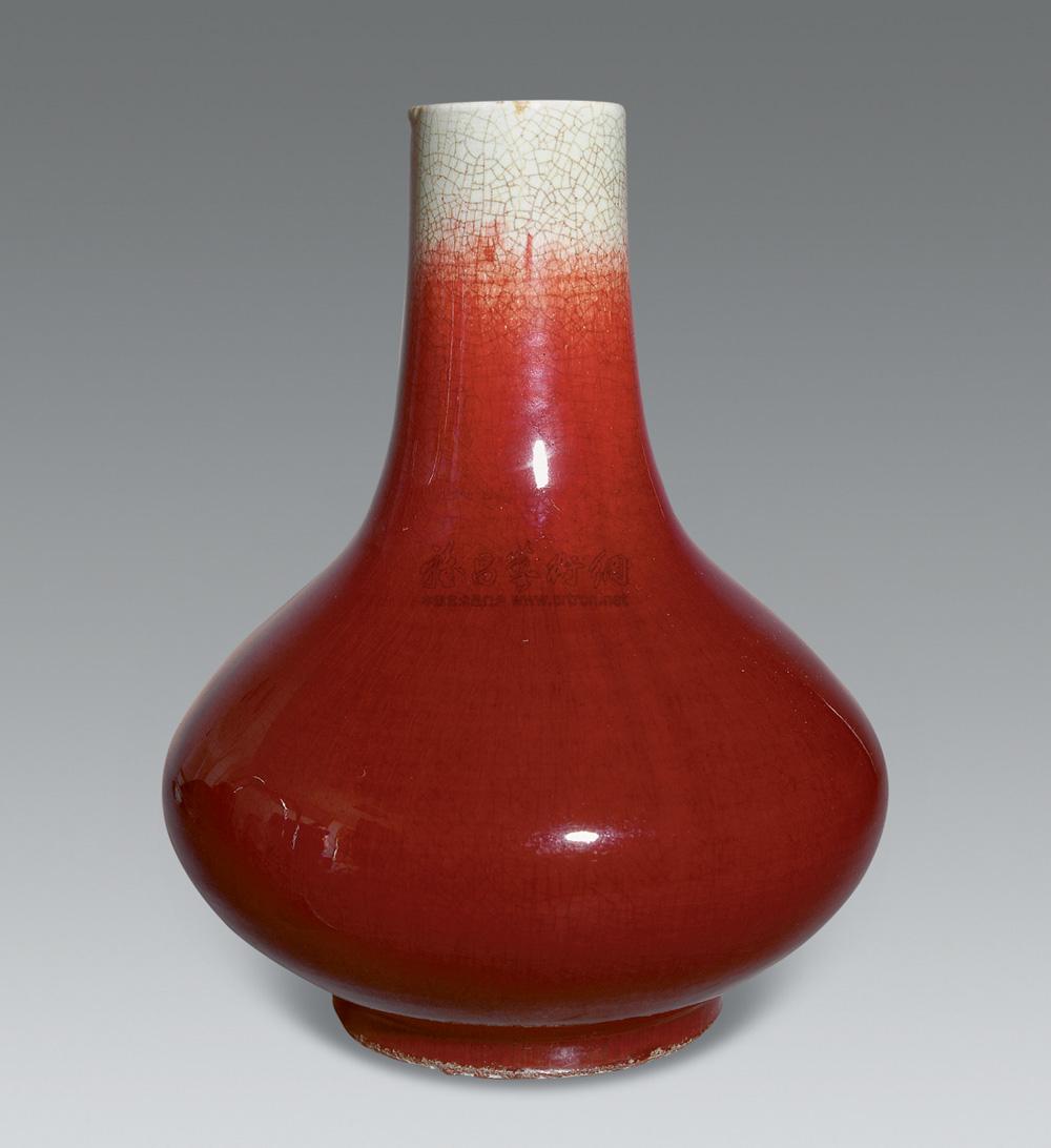 2231清郎红釉荸荠瓶