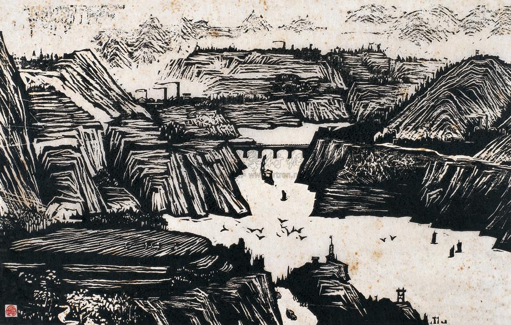 14961972年作高山平湖木版画