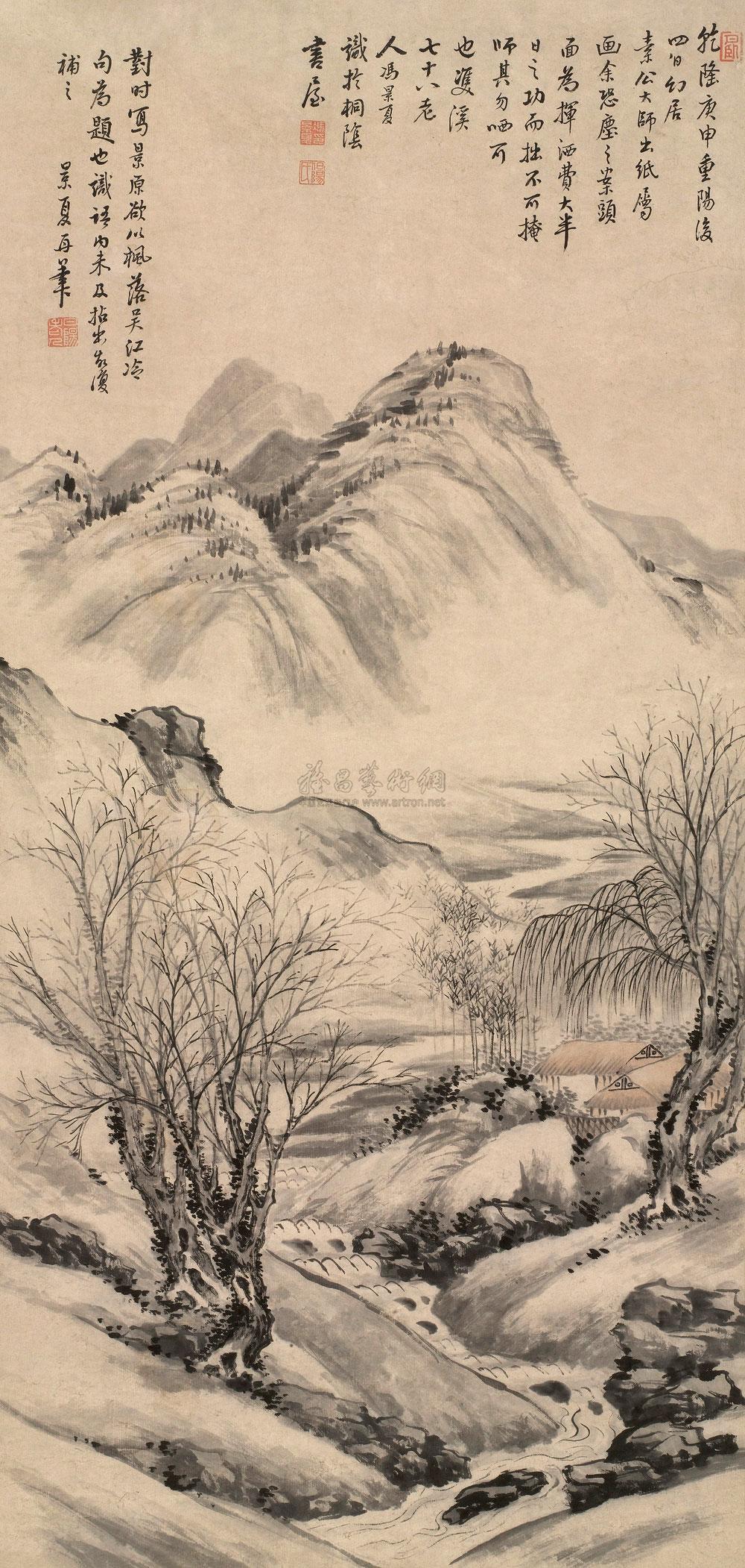 【1740年作 枫落吴江冷 立轴 水墨纸本】拍卖品_图片_价格_鉴赏_绘画_雅昌艺术品拍卖网