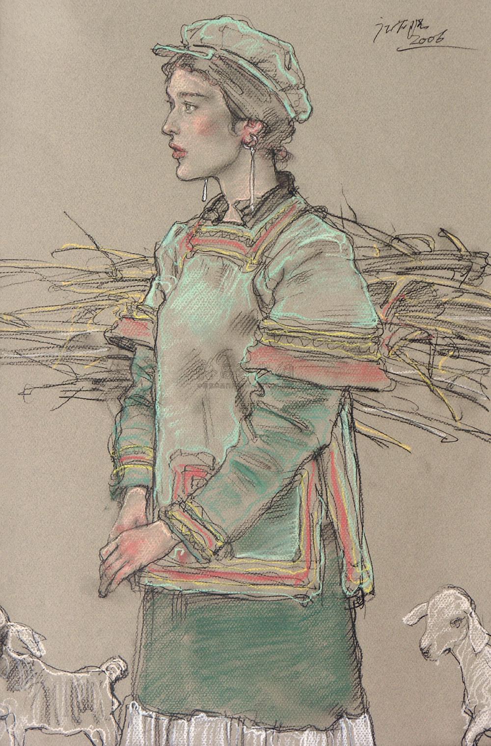 【彝族女人 色粉】拍卖品_图片_价格_鉴赏_西画雕塑其它_雅昌艺术品