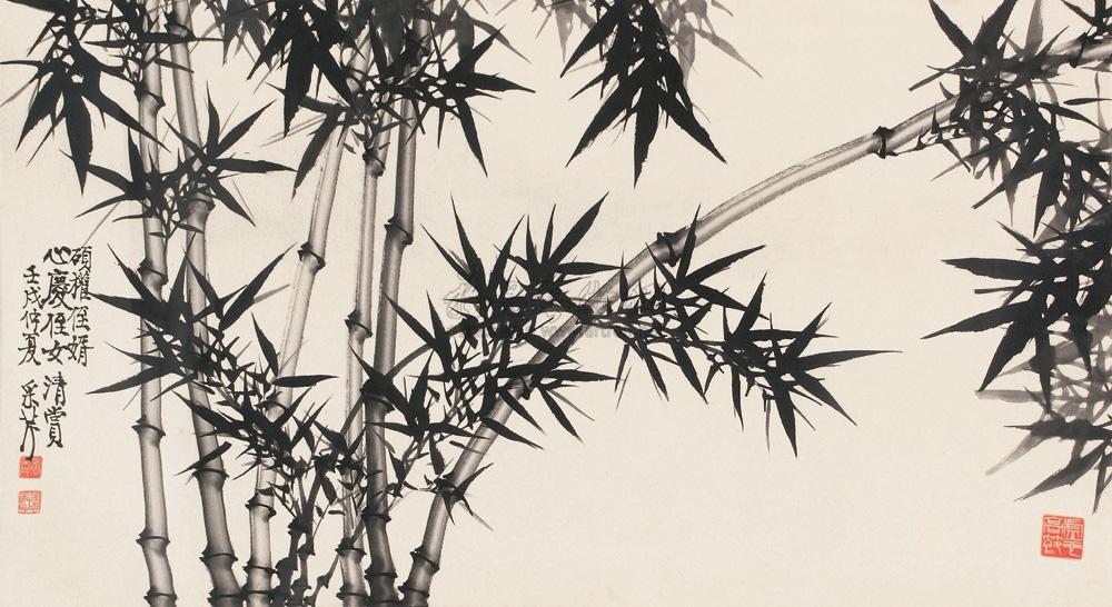 0165墨竹横幅水墨纸本