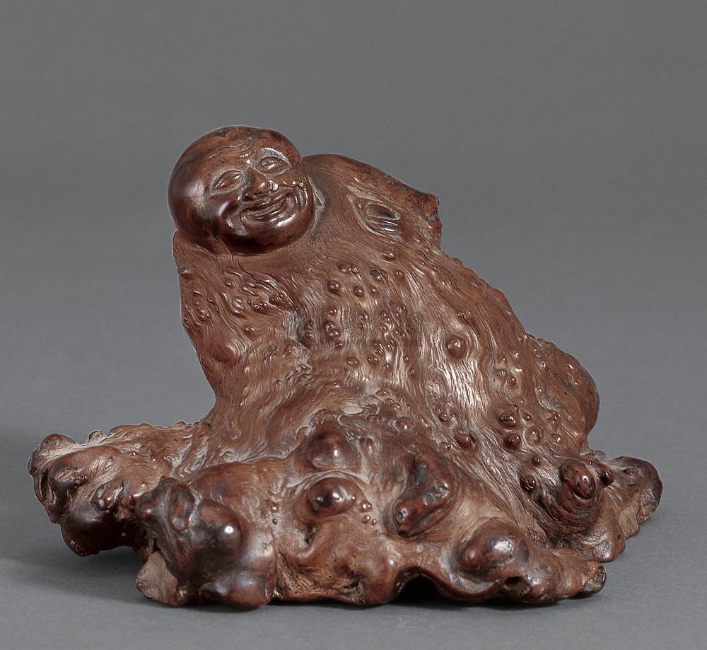 0809 清早期 龙眼木根雕罗汉像